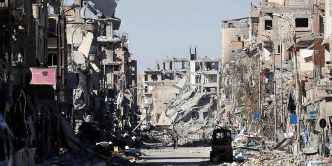 Oraşul sirian Raqqa, în ruine